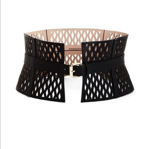 BCBG Laser Cutout Faux-Leather Corset Waist Belt